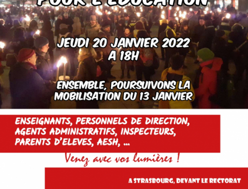 Jeudi 20 janvier, Continuons la mobilisation dans l’unité pour remettre l’Education au centre des priorités !