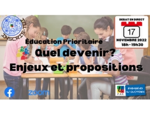 Débat-live Éducation Prioritaire: quel devenir? Enjeux et Propositions – Jeudi 17 novembre de 18h à 19h30